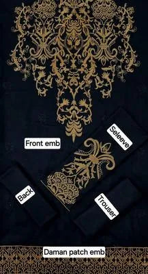 2 Pcs Women's Unstitched Embroidered Suit