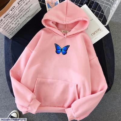 1 Pc Women's Stitched Fleece Printed Pullover Hoodie