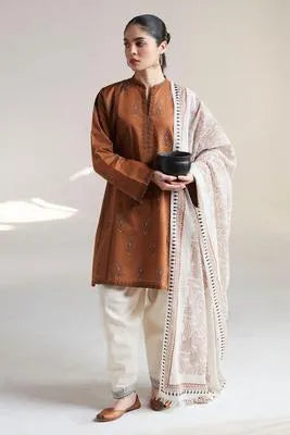 3 Pcs Women's Unstitched Embroidered Suit