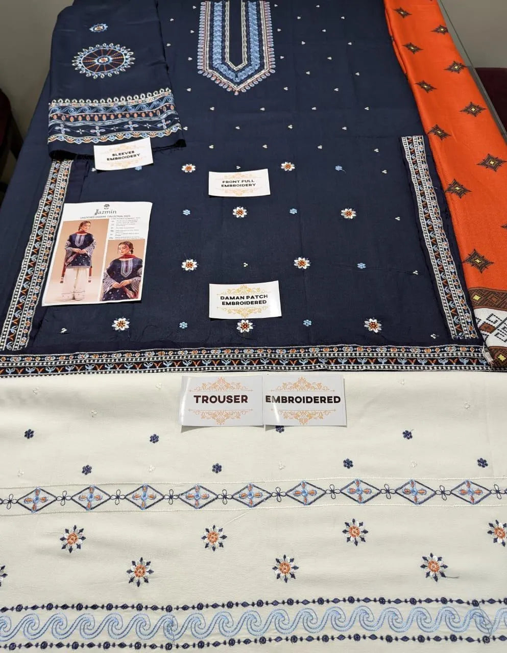 3 Pcs Women unstitched Embroidered suit