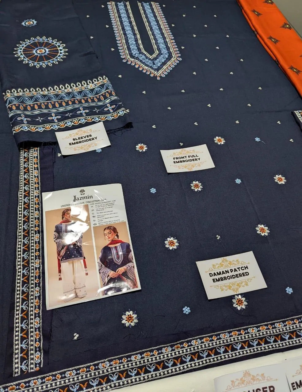 3 Pcs Women unstitched Embroidered suit