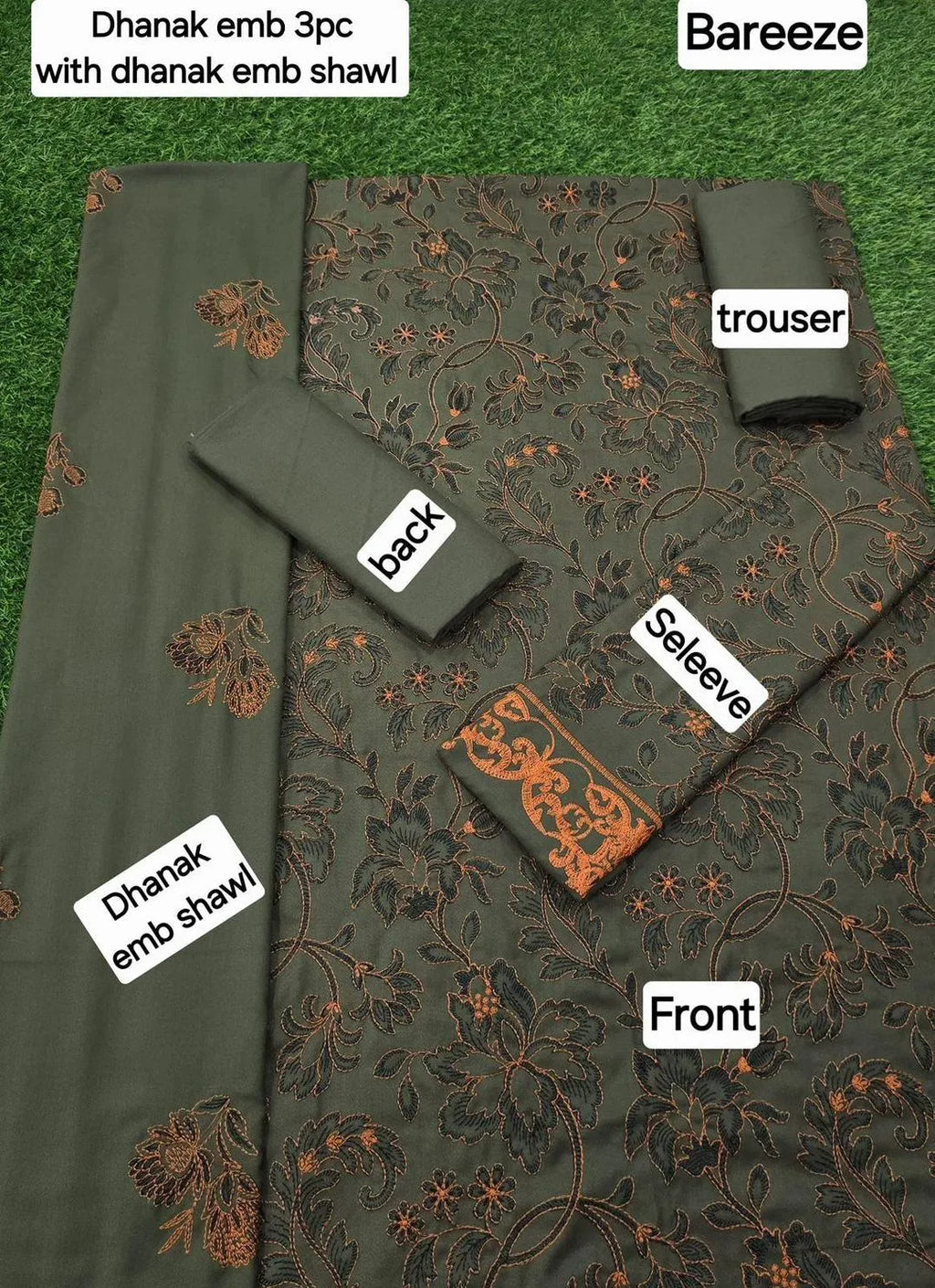 3 Pcs Women unstitched Embroidered suit