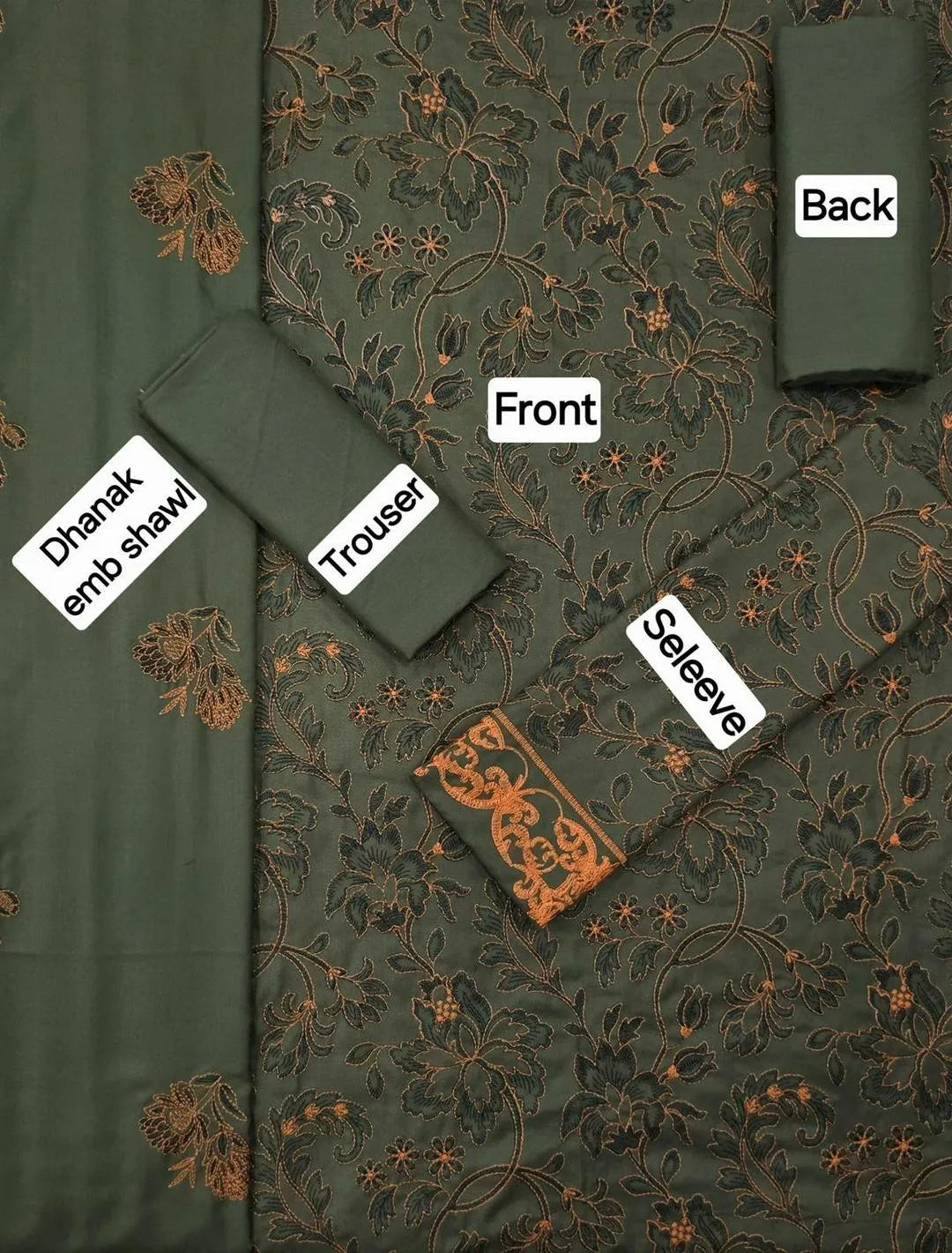 3 Pcs Women unstitched Embroidered suit