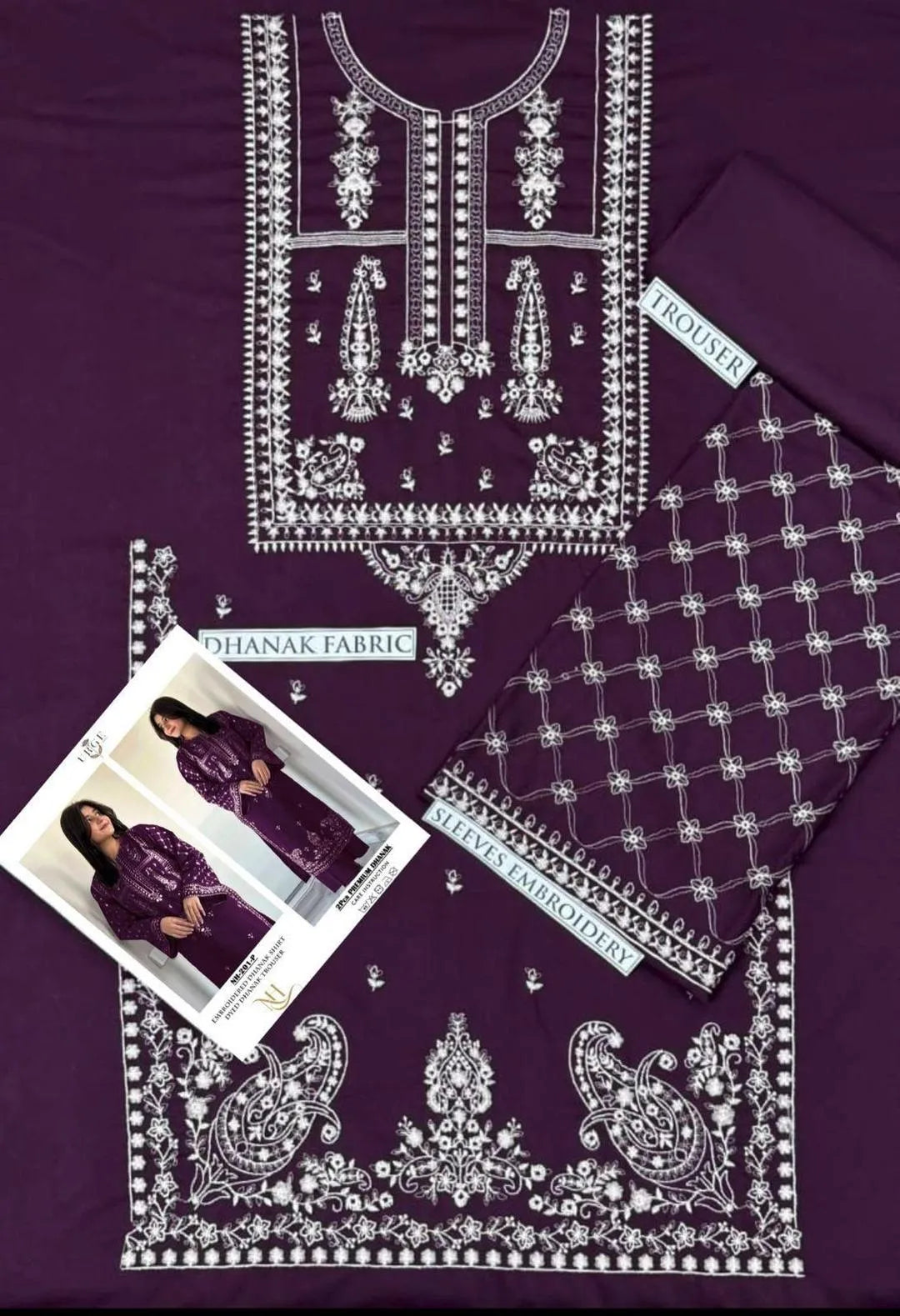 2 Pcs Women unstitched Embroidered suit