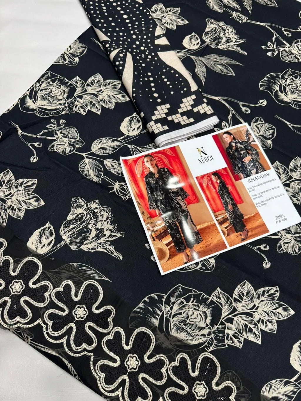 3 Pcs Women unstitched Embroidered suit.