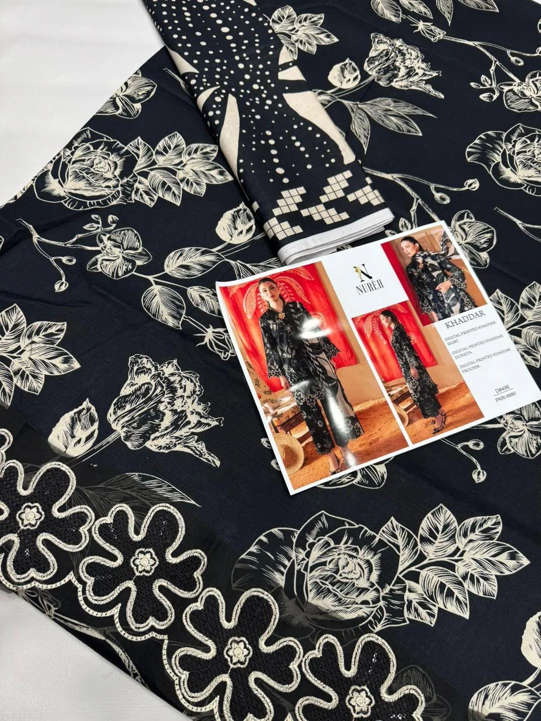 3 Pcs Women unstitched Embroidered suit.