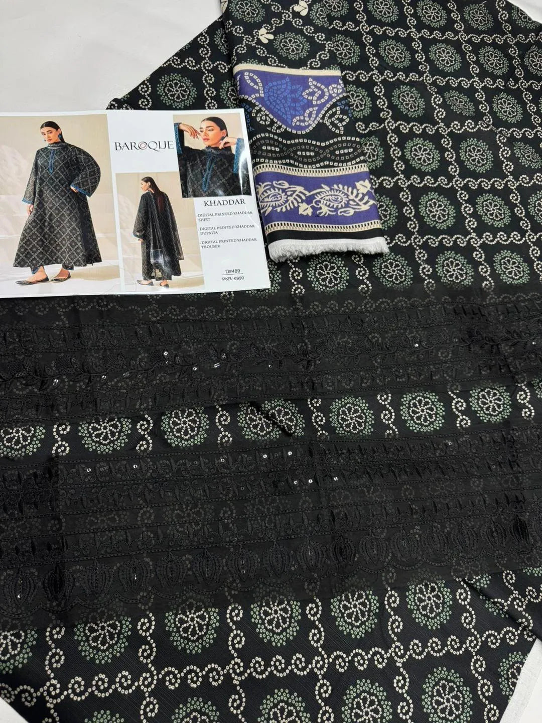 3 Pcs Women unstitched Embroidered suit.