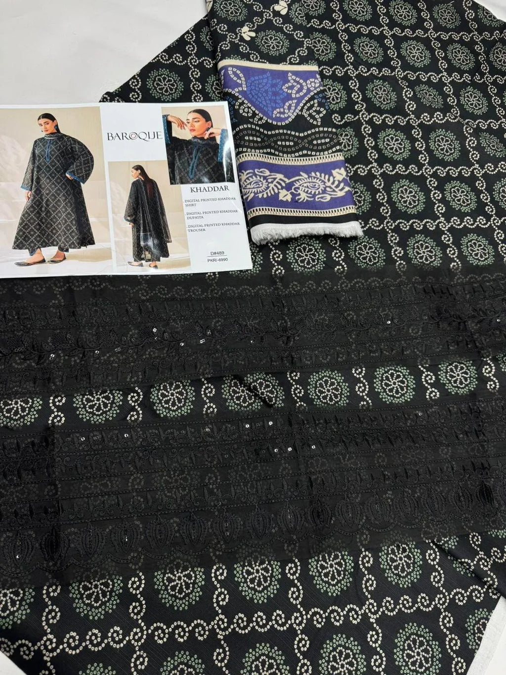 3 Pcs Women unstitched Embroidered suit.