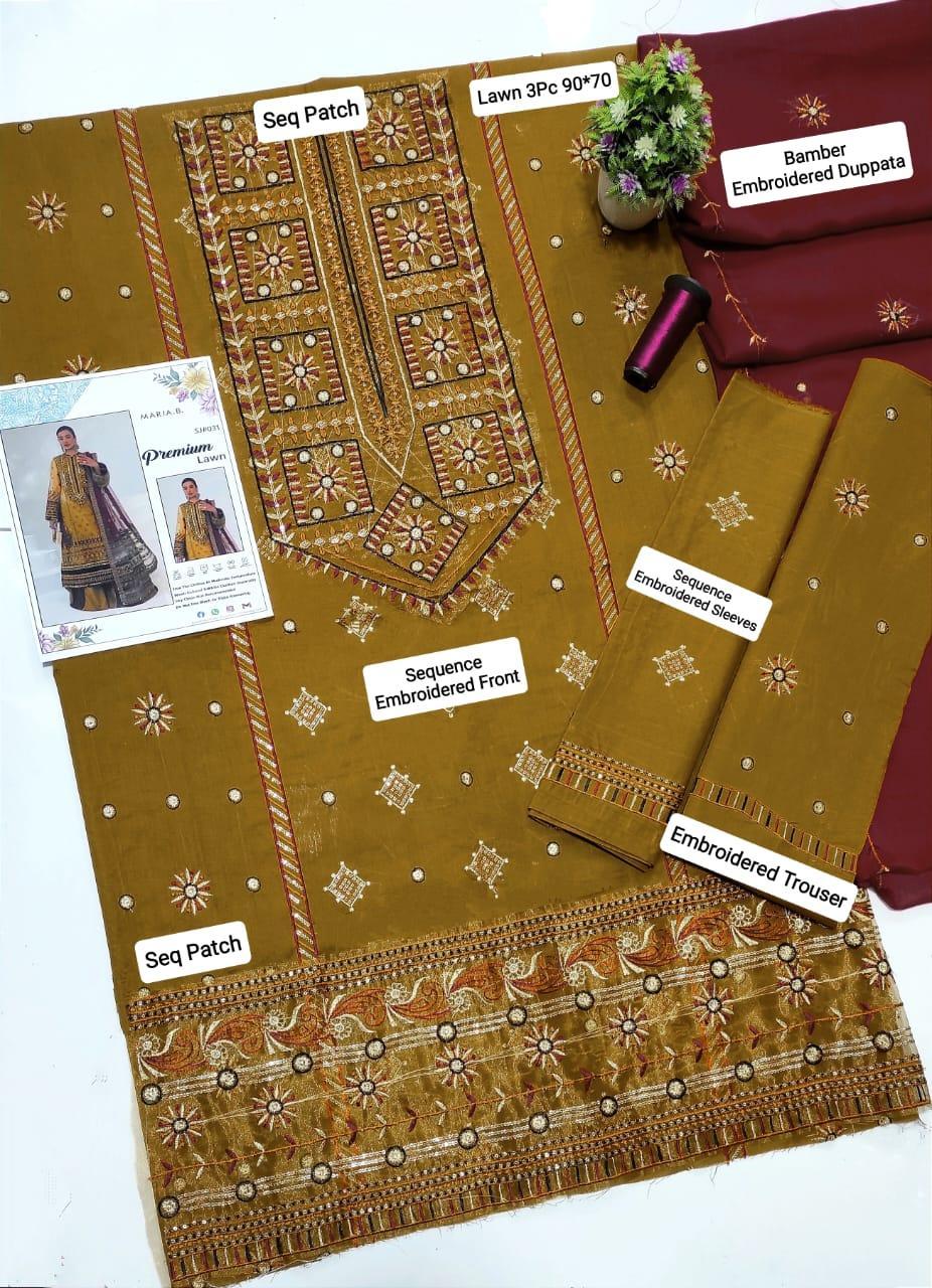 3 Pcs women  unstitched Embroidered suit