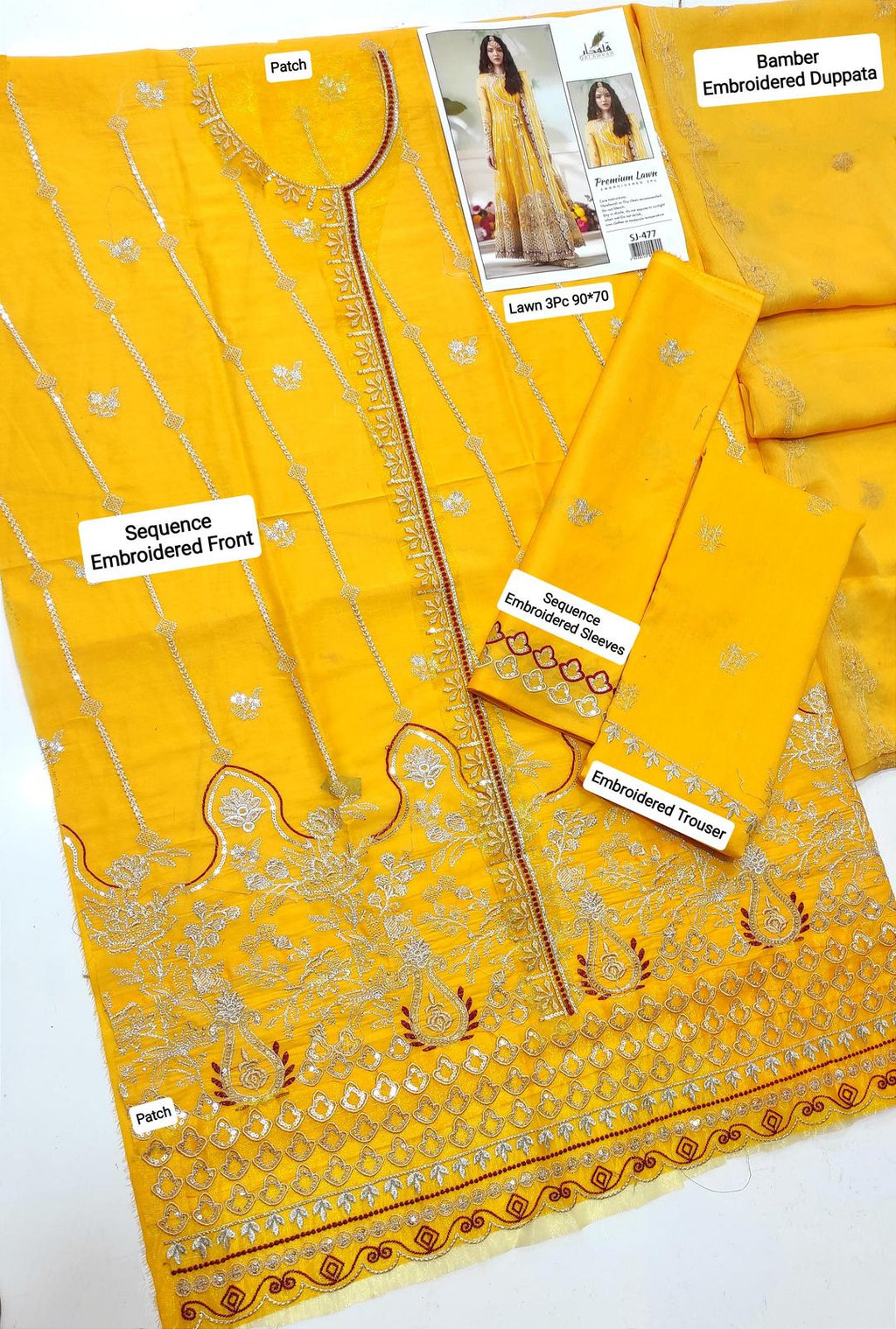 3 Pcs women  unstitched Embroidered suit