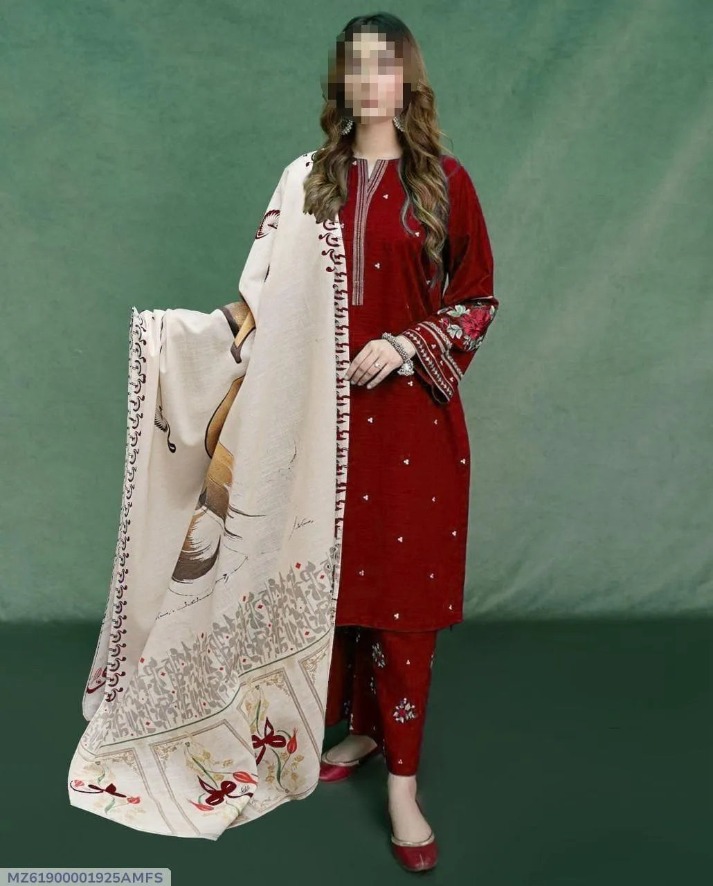 3 Pcs women  unstitched Embroidered suit
