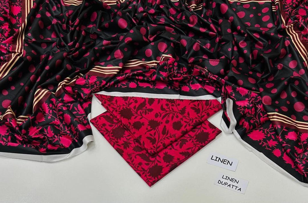 3 Pcs women  unstitched Embroidered suit