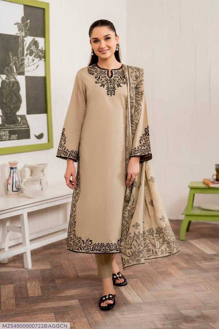 3 Pcs Women unstitched  suit