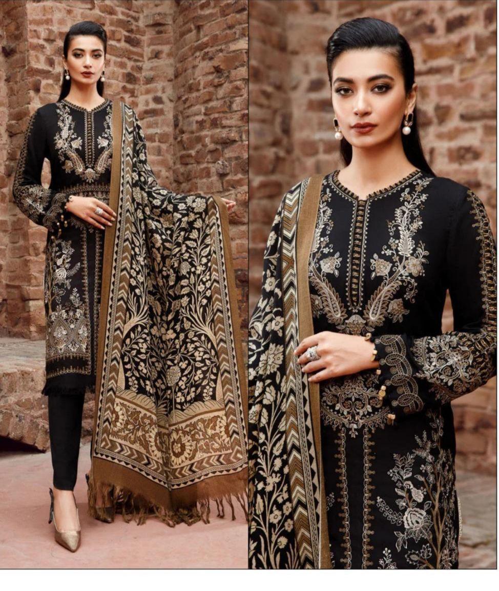3 Pcs Women's Unstitched Embroidered Suit