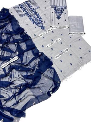 3 Pcs Women's Unstitched Embroidered Suit