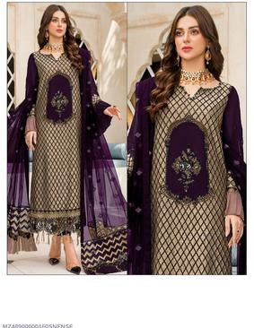 3 Pcs Women's Unstitched Embroidered Suit