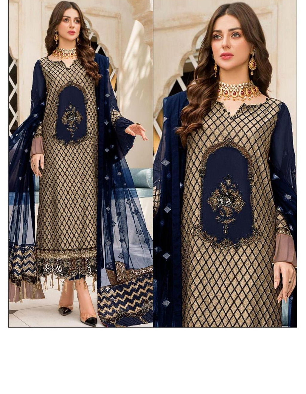3 Pcs Women's Unstitched Embroidered Suit