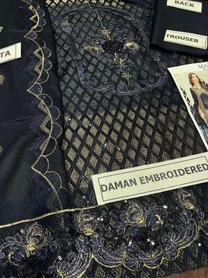 3 Pcs Women's Unstitched Embroidered Suit