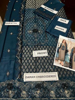 3 Pcs Women's Unstitched Embroidered Suit