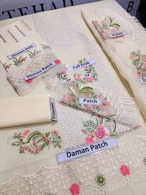 3 Pcs Women's Unstitched Embroidered Suit