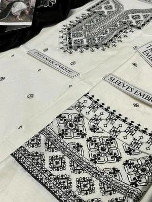 3 Pcs Women's Unstitched Embroidered Suit