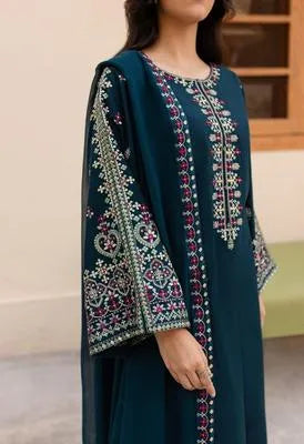 3 Pcs Women's Unstitched Embroidered Suit