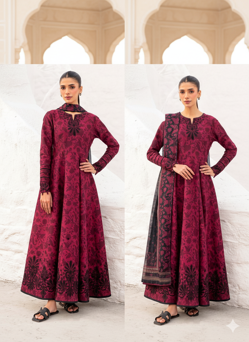 3 Pcs women  unstitched Embroidered suit