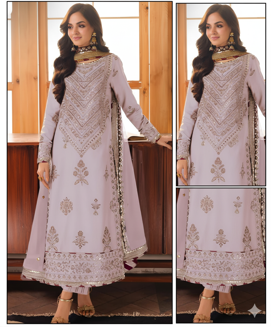 3 Pcs Women's Unstitched Embroidered Suit
