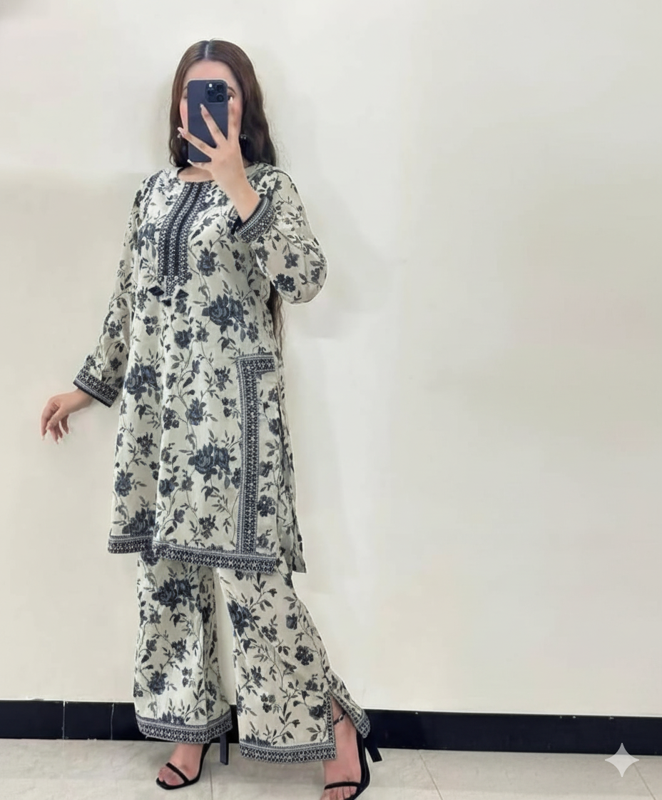 3 Pcs Women unstitched Embroidered suit