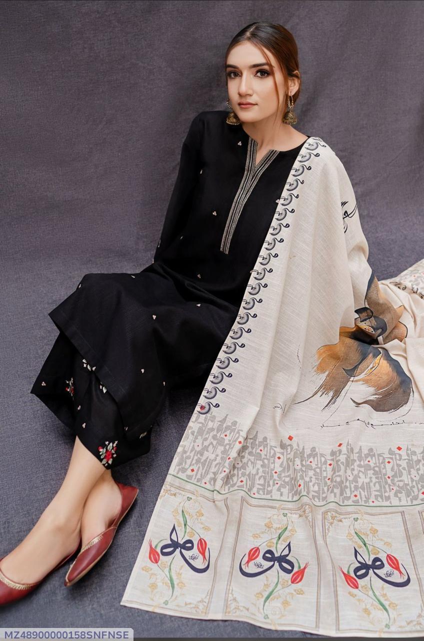 3 Pcs Women unstitched Embroidered suit