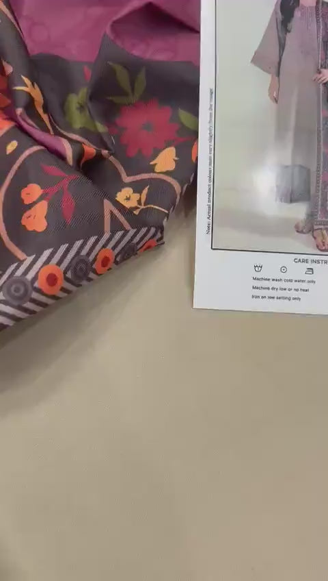 3 Pcs women  unstitched Embroidered suit